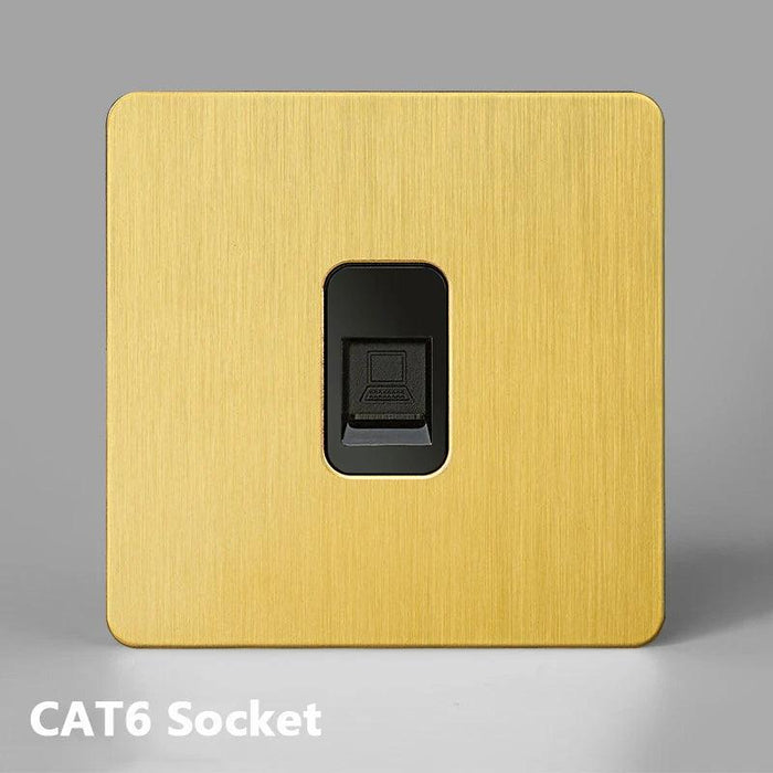 Luxurious Gold Dimmer Switch Set with USB Charging Port - Perfect for French/EU Plugs