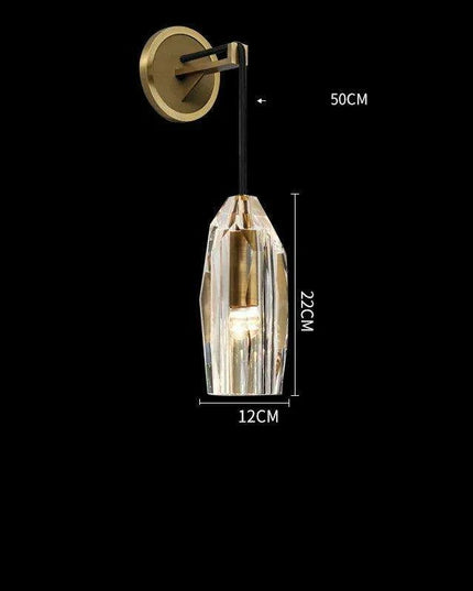 Luxurious Copper Finish Crystal Water Droplet LED Wall Light - Nordic Modern Design