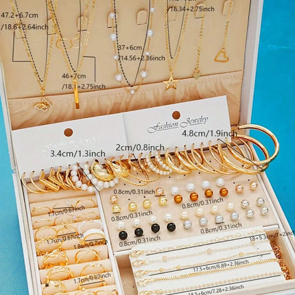 86-Piece Pearl Jewellery Set — Necklace, Earrings, Studs & Rings