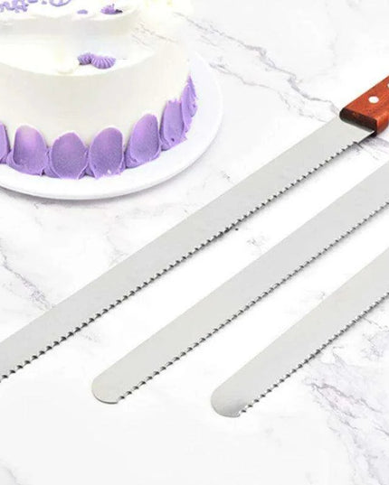 Bakery Master Professional Grade Stainless Steel Bread Slicing Knife Set with Ergonomic Wooden Handles