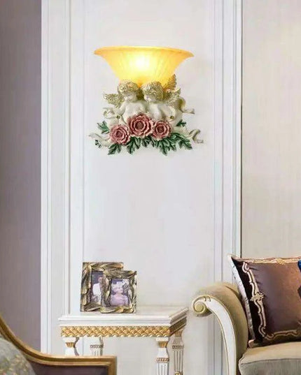 Charming Vintage Angel LED Wall Light - Contemporary Resin Home Accent Fixture