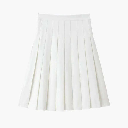 Women's Knee-Length Pleated Skirt in Classic Solid Colors