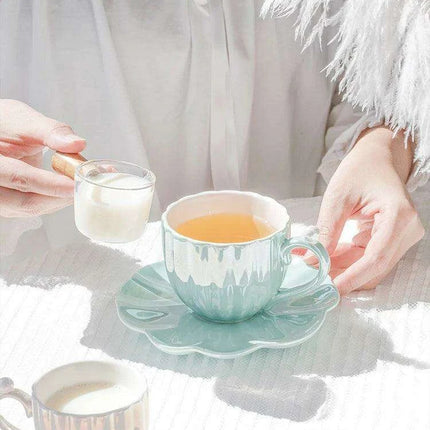 Elegant Pearl Shell Ceramic Tea and Coffee Ensemble - Transform Your Afternoon Experience