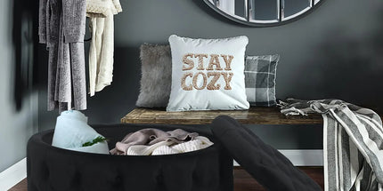 Round Tufted Storage Ottoman Removable Top Bench Coffee Table Footrest Living Room Bedroom Black, Customized round-tufted-storage-ottoman-removable-top-bench-coffee-table-footrest-living-room-bedroom-black-customized