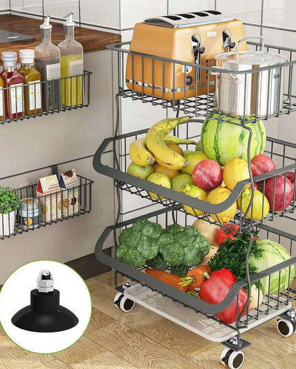 Elegant 3-Tier Rolling Storage Cart - Modern Organizer for Home and Kitchen