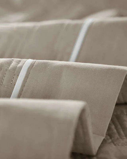 Luxurious 100% Cotton Quilted Plaid Bed Cover - Multi-Functional Euro Comfort Topper