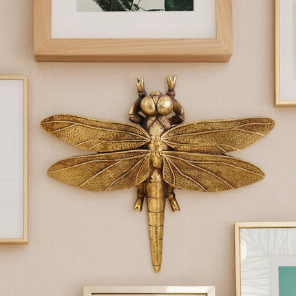 Golden Dragonfly Resin Wall Hanging