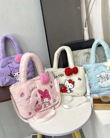 Kawaii Sanrio Plush Character Bags - Iconic Cinnamoroll, My Melody, Kuromi, Hello Kitty - Stylish Shoulder & Crossbody Set