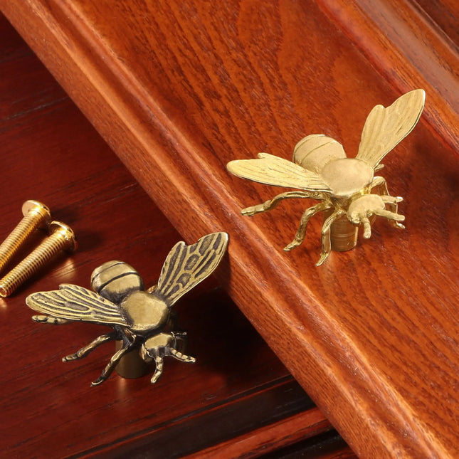 Brass Bee Drawer Handle — Gold & Bronze, Sold Individually