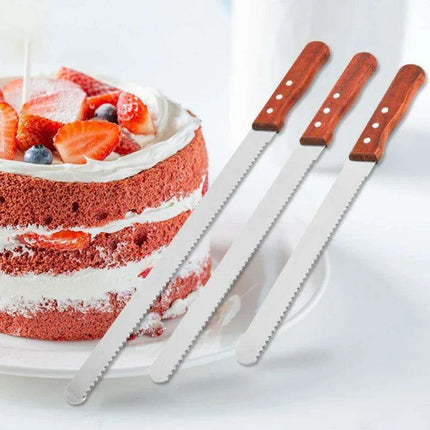 Bakery Master Professional Grade Stainless Steel Bread Slicing Knife Set with Ergonomic Wooden Handles