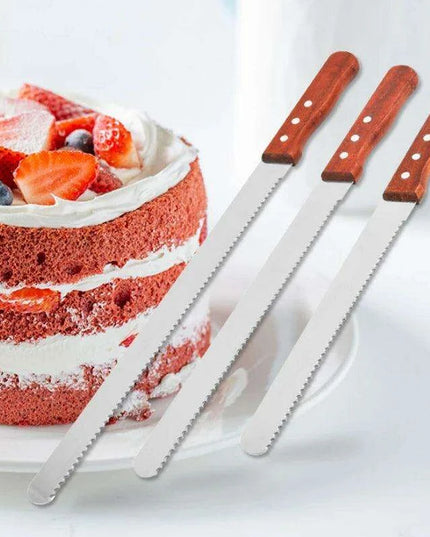 Bakery Master Professional Grade Stainless Steel Bread Slicing Knife Set with Ergonomic Wooden Handles