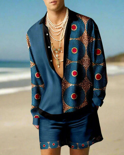 Men's 3D Printed Summer Streetwear Set: Casual Shirt & Oversized Beach Shorts