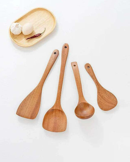 Sleek Wooden Utensils Set for Effortless Gourmet Cooking