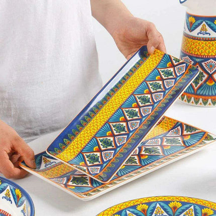 Stylish Yellow Ceramic Dining Set - Mug, Kettle, Plate, and Spoon Bowl, American Style