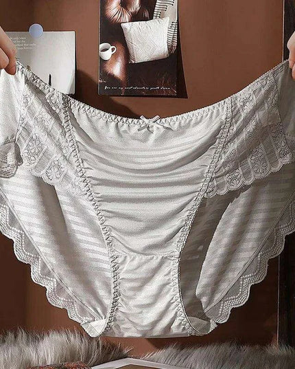 Luxurious Plus Size Lace and Silk Satin Briefs for Women