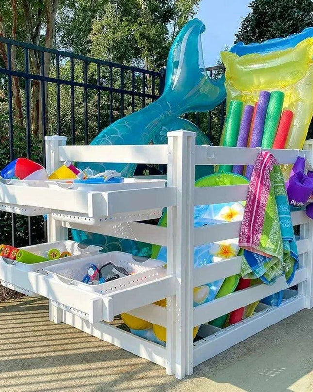 Poolside Storage Chest with Basket Compartments