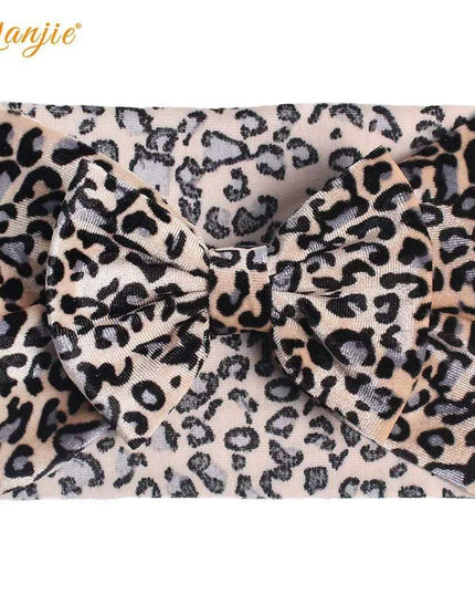Leopard Print Velvet Headband and Hair Bow Set - Stylish Hair Accessories for Fashion-Forward Girls