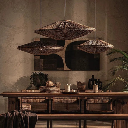 Xiaowei Wabi Sabi Chandelier - Antique Rattan Art Lighting Fixture