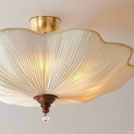 Meian Retro Lotus-Leaf White Ceiling Light - Eye Protection, Elegant D