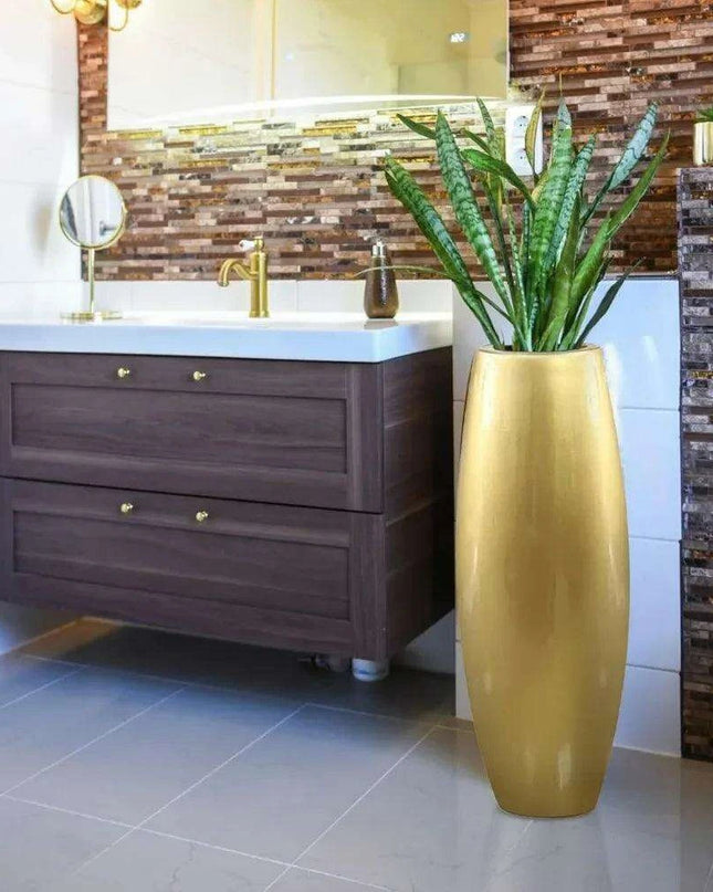 Opulent Gold Resin Tall Vase for Stylish Home and Garden Decor