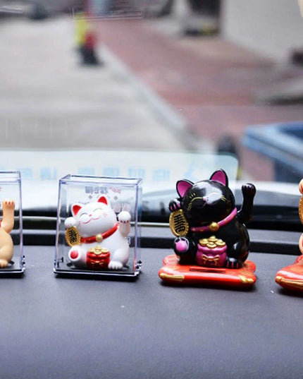 Solar Waving Lucky Cat: Eco-Friendly Maneki Neko for Home and Office Good Fortune