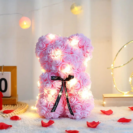25CM Artificial Teddy Rose Flower Bear with Box Romantic Valentines Day Gift Girlfriend Women Anniversary Wedding Party Supplies 25cm-artificial-teddy-rose-flower-bear-with-box-romantic-valentines-day-gift-girlfriend-women-anniversary-wedding-party-supplies