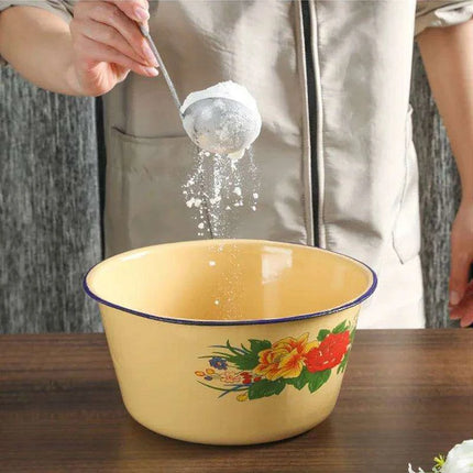 Retro Enamel Mixing Bowl with Lid - Versatile Kitchen Essential