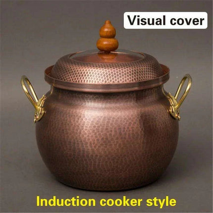 Handcrafted Copper Soup Pot with Induction Base - Essential for Culinary Excellence
