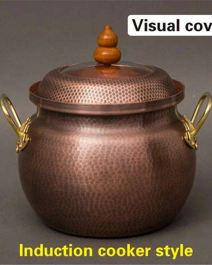 Handcrafted Copper Soup Pot with Induction Base - Essential for Culinary Excellence