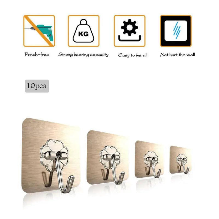 Waterproof Adhesive Hooks Set for Kitchen and Bathroom Organization