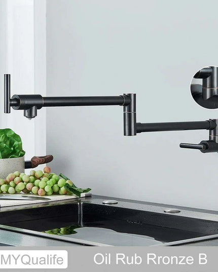 Sleek Brushed Gold Brass Wall-Mounted Pot Filler Faucet for a Chic Kitchen Upgrade