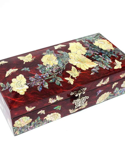 Elegant Mother of Pearl Jewelry Chest - Artisanal Wooden Organizer