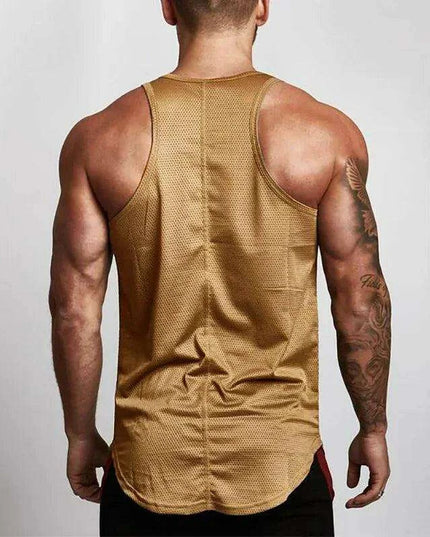 Men's Cool-Dry Mesh Gym Tank - Sleek Sleeveless Bodybuilding Vest for Summer