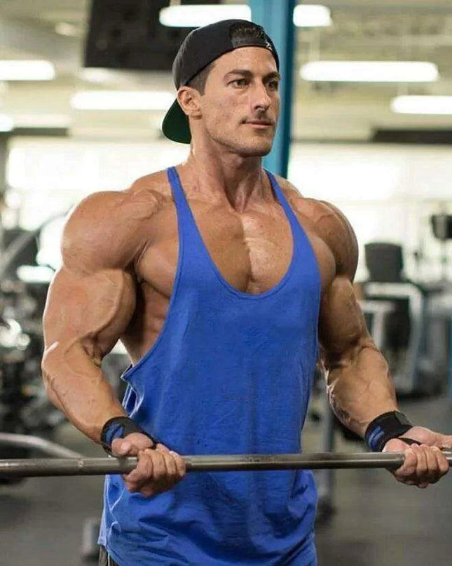 Men's Sleeveless Cotton Tank Top for Bodybuilding and Fitness - Muscle Stringer Vest