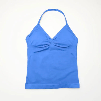 NCLAGEN Women's Longline Strappy Yoga Vest with Open Back for Fitness