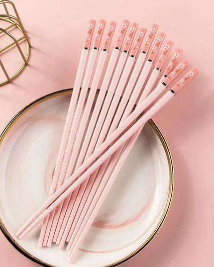 Sakura Elegance: Chic Pink Alloy Chopsticks for Gourmet Dining Delight