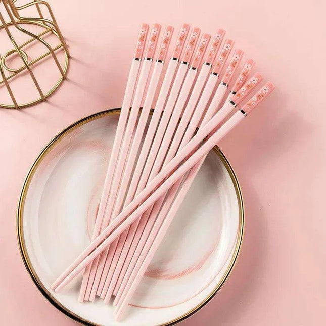 Sakura Elegance: Chic Pink Alloy Chopsticks for Gourmet Dining Delight