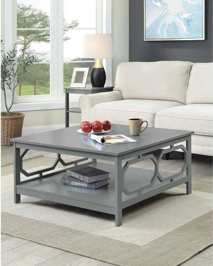 Sleek Gray Coffee Table with Hidden Storage and Ample Display Space