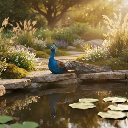 Colorful Peacock Model — Foam & Feather — 80cm