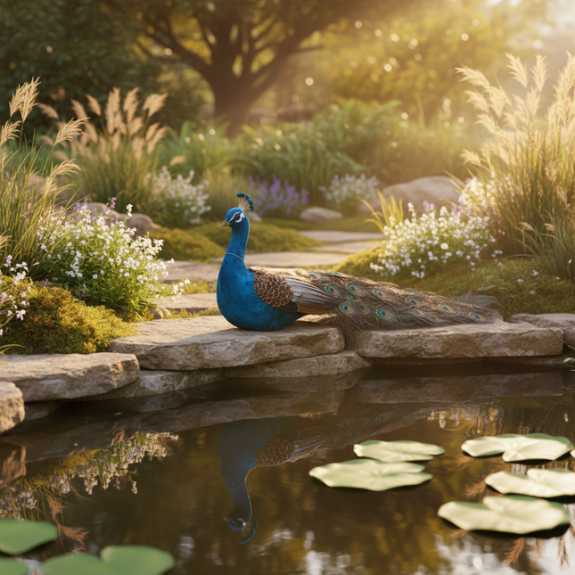 Colorful Peacock Model — Foam & Feather — 80cm