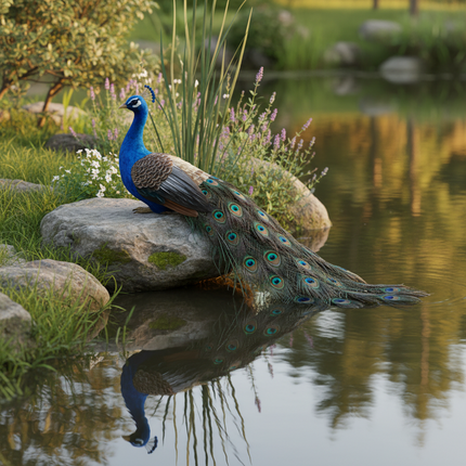 Colorful Peacock Model — Foam & Feather — 80cm