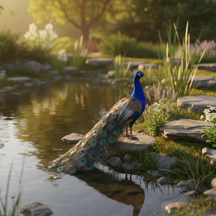 Colorful Peacock Model — Foam & Feather — 80cm