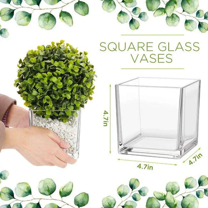 Stylish 16-Piece Square Glass Vase Set - Crystal Clear Home Accent Decor