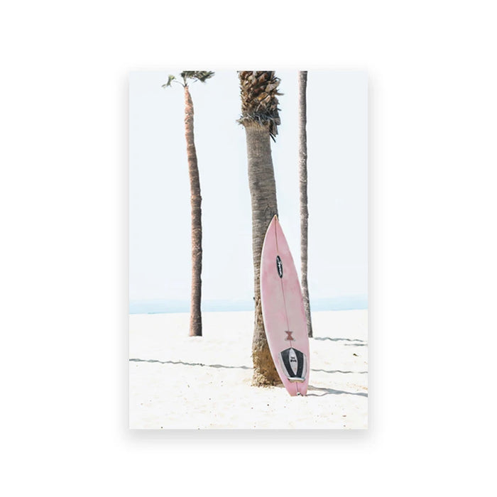 California Coastal Surfing Scene Canvas Art Print - Modern Beach Wall Decor