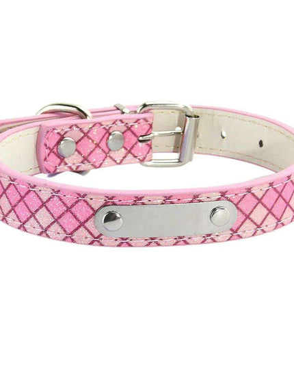 Glamorous Personalized Engraved Leather Dog Collar with Sparkling Accents