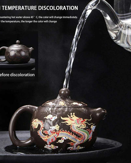 Elegant Color-Changing Purple Clay Teapot with Comfortable Ergonomic Handle