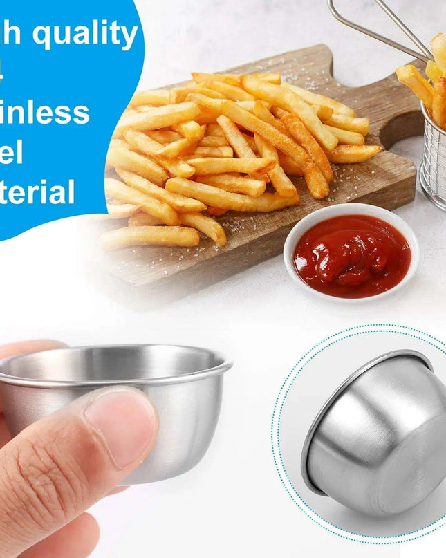 Elegant Stainless Steel Dipping Bowls Collection - 12-Piece Sophisticated Dining Essentials
