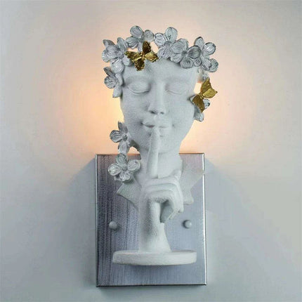 Nordic Girl Artistic LED Resin Wall Light - Vintage Home Accent