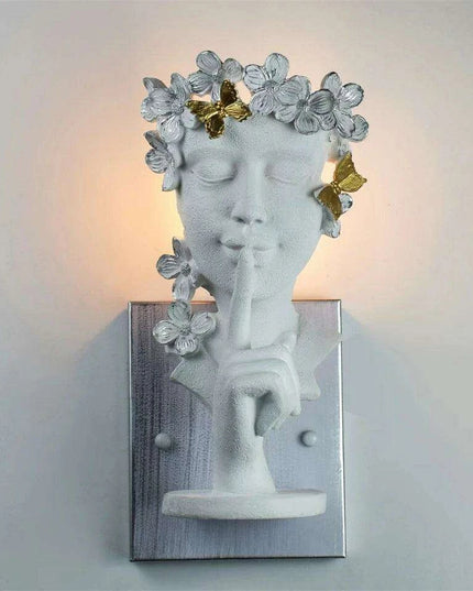 Nordic Girl Artistic LED Resin Wall Light - Vintage Home Accent