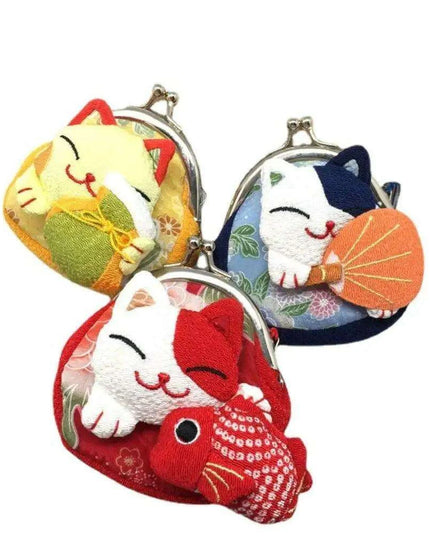 Floral Maneki Neko Wallet - A Stylish Coin Purse for Everyone